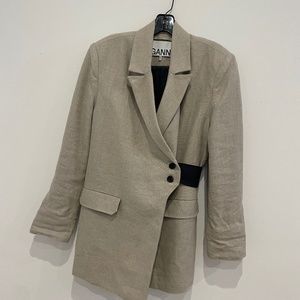 Ganni Oversized Blazer with  Decorative Belt
